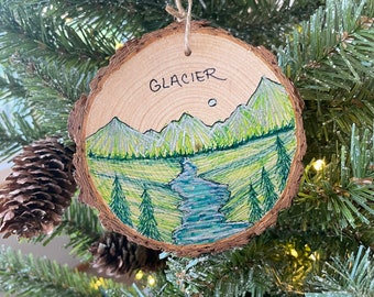 Glacier National Park Ornament, East Glacier Park, Many Falls Trail, Montana, National Park Gift, US Travel, Road Trip, Glacier Souvenir