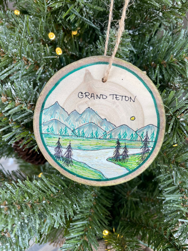 Grand Teton Ornament, National Park Gifts, National Park art, Road Trip, Tetons, Wyoming image 2