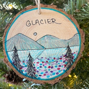 Glacier National Park Christmas Ornament on Wood Slice Lake McDonald Souvenir Glacier Ornament Montana Ornament Glacier National Park Art image 5