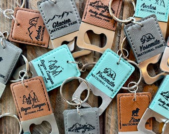 Bottle Opener Keychains National Park Souvenirs: Yellowstone, Arches, Glacier, Badlands, Acadia, Yosemite, Rainier, Zion, Bryce, Rocky