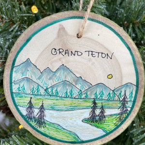 Grand Teton Ornament, National Park Gifts, National Park art, Road Trip, Tetons, Wyoming image 3