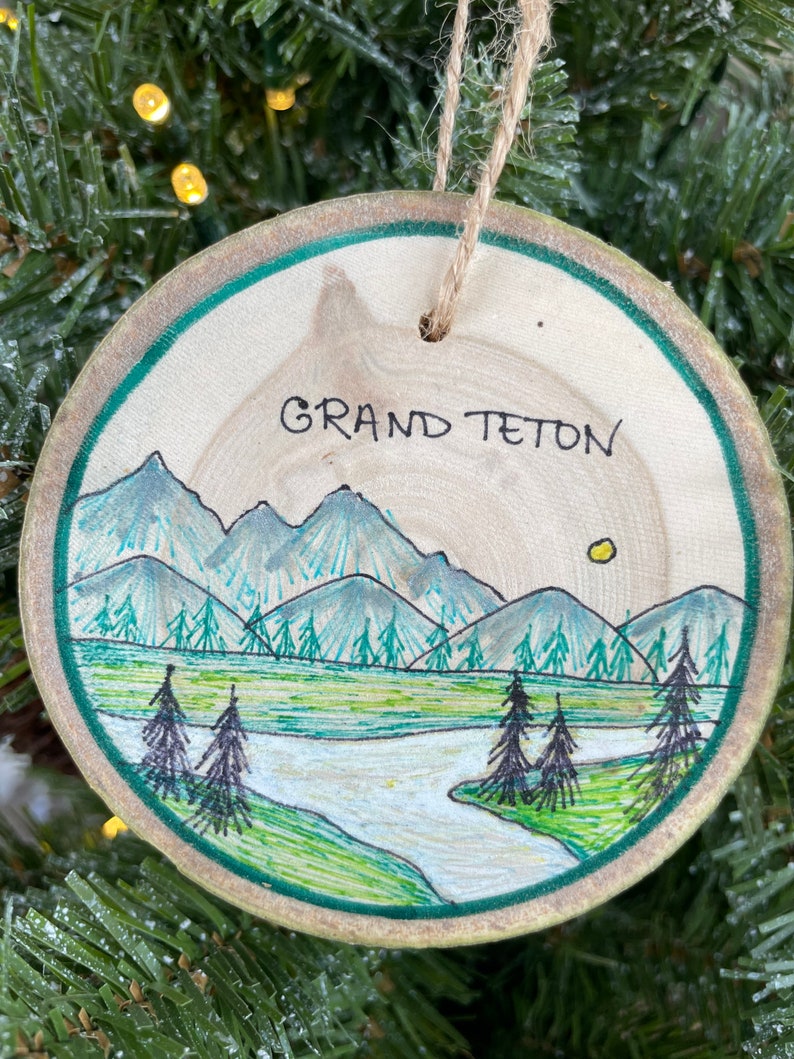 Grand Teton Ornament, National Park Gifts, National Park art, Road Trip, Tetons, Wyoming image 3