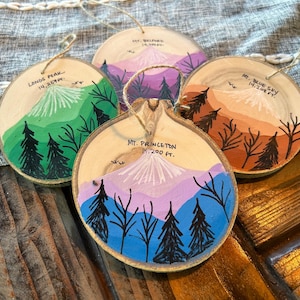 Colorado 14er Gift, Hand Painted Ornament, Bierstadt Pikes Peak Sherman Quandary Mount Blue Sky Elbert Princeton Longs Peak, 14er ornaments