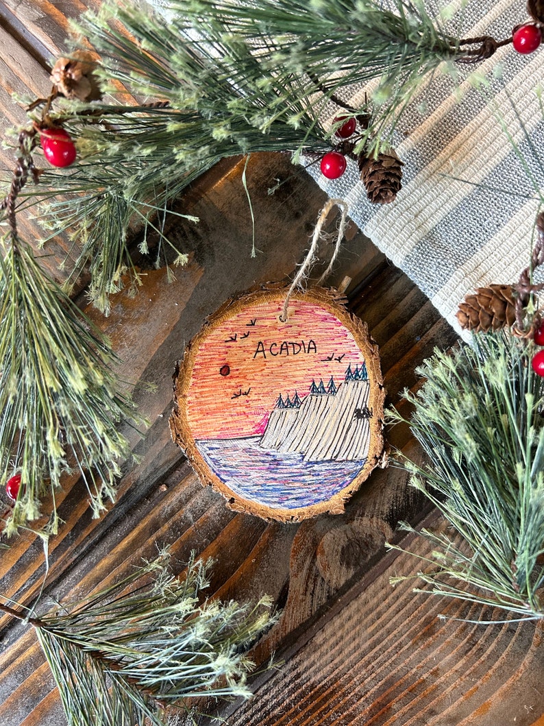 Acadia National Park Christmas Ornament Gift for Acadia Souvenir Idea Acadia Ornament Acadia Art Rustic Christmas Tree Acadia Maine Ornament image 7