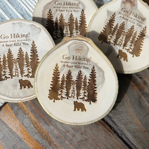 Funny Gift For Hikers, Hiking Coasters, Coaster Set Rustic Decor, Cabin Home, Bear Theme, Go Outside, Explore America