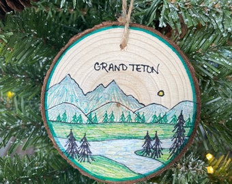 Grand Teton Ornament, National Park Gifts, National Park art, Road Trip, Tetons, Wyoming, National Park Ornaments, Grand Teton Souvenir
