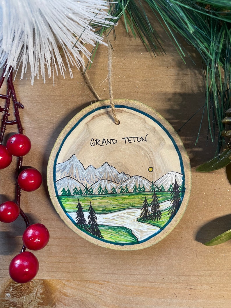 Grand Teton Ornament, National Park Gifts, National Park art, Road Trip, Tetons, Wyoming image 4