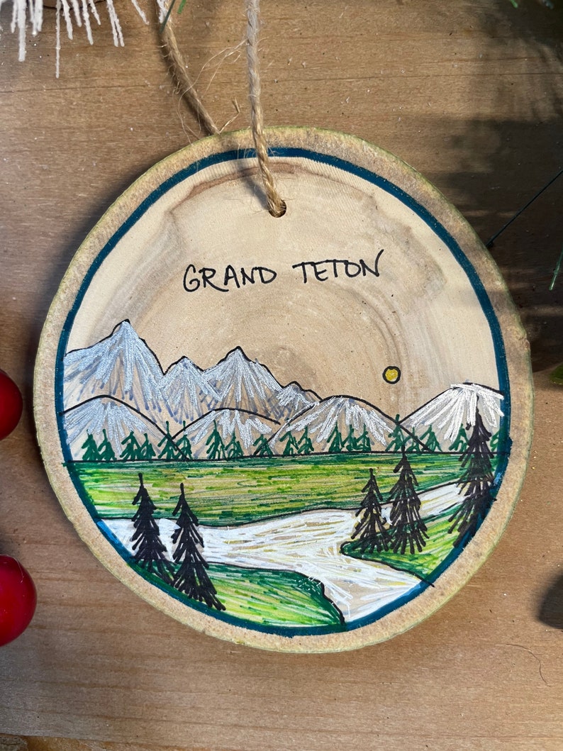 Grand Teton Ornament, National Park Gifts, National Park art, Road Trip, Tetons, Wyoming image 9