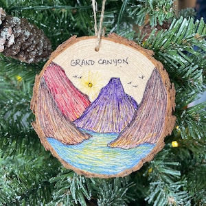 Handmade Grand Canyon Ornament, Arizona Ornament, Hand Drawn Original Art Ornament, Grand Canyon Souvenir, National Park Art, Rim to Rim
