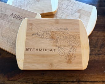 Ski Trail Maps Small Cutting Boards: Artistic Housewarming Ski Lodge or Condo, Steamboat Vail Breckenridge Winter Park Telluride Snowmass
