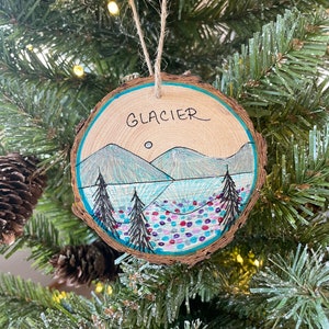 Glacier National Park Christmas Ornament on Wood Slice Lake McDonald Souvenir Glacier Ornament Montana Ornament Glacier National Park Art image 9