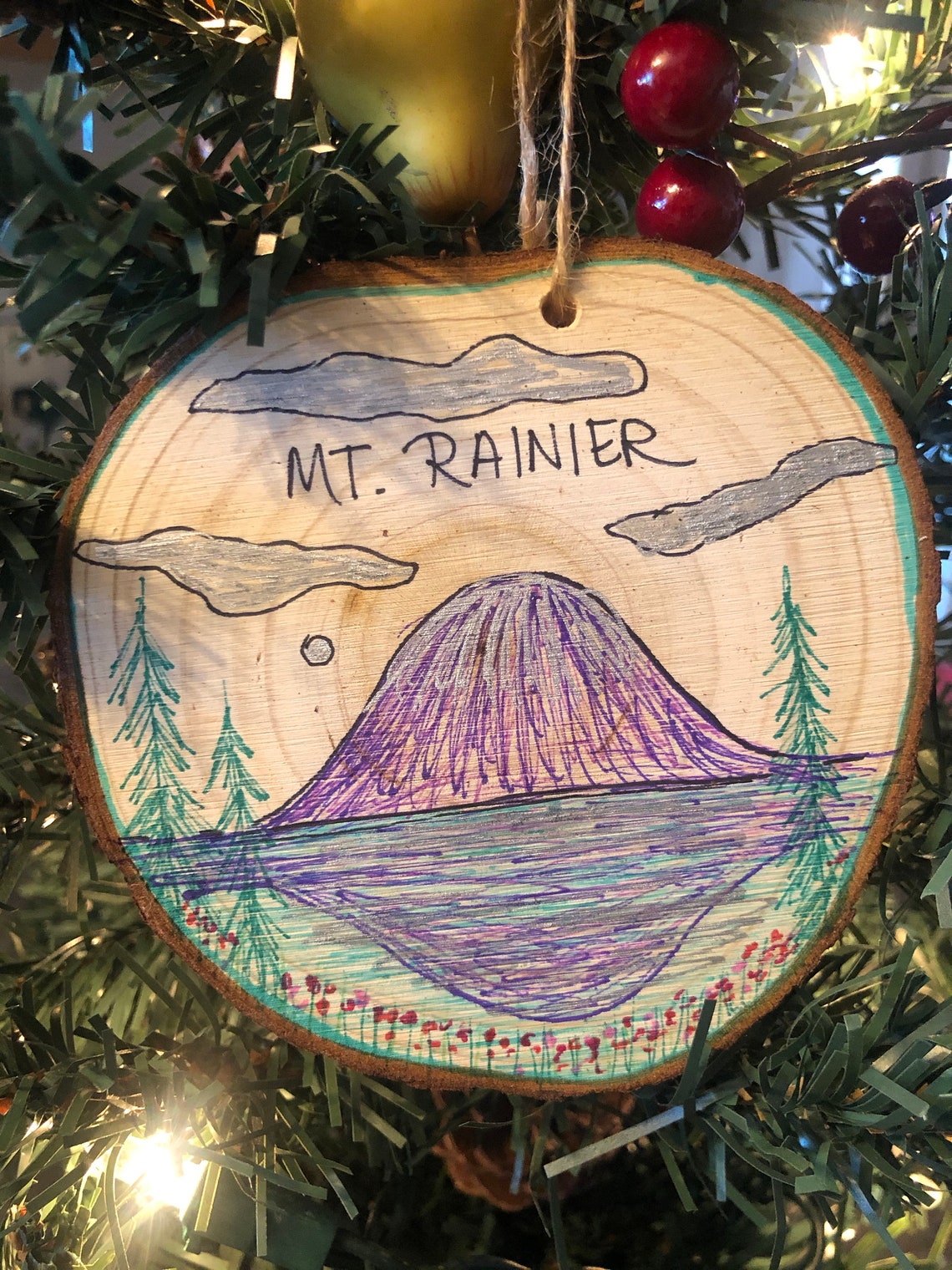 Mount Rainier Christmas Ornament Mt. Rainier Washington Etsy