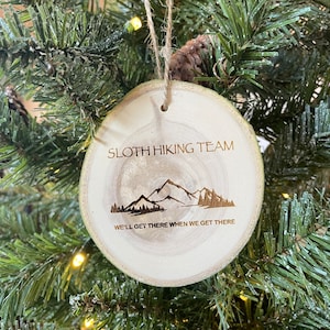 Sloth Hiking Team Christmas Ornament, Slow Hikers Club, Out of Breath, Funny Ornament, Get Outside, Funny Christmas Gift
