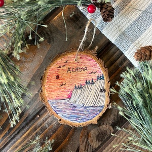 Acadia National Park Christmas Ornament Gift for Acadia Souvenir Idea Acadia Ornament Acadia Art Rustic Christmas Tree Acadia Maine Ornament image 1