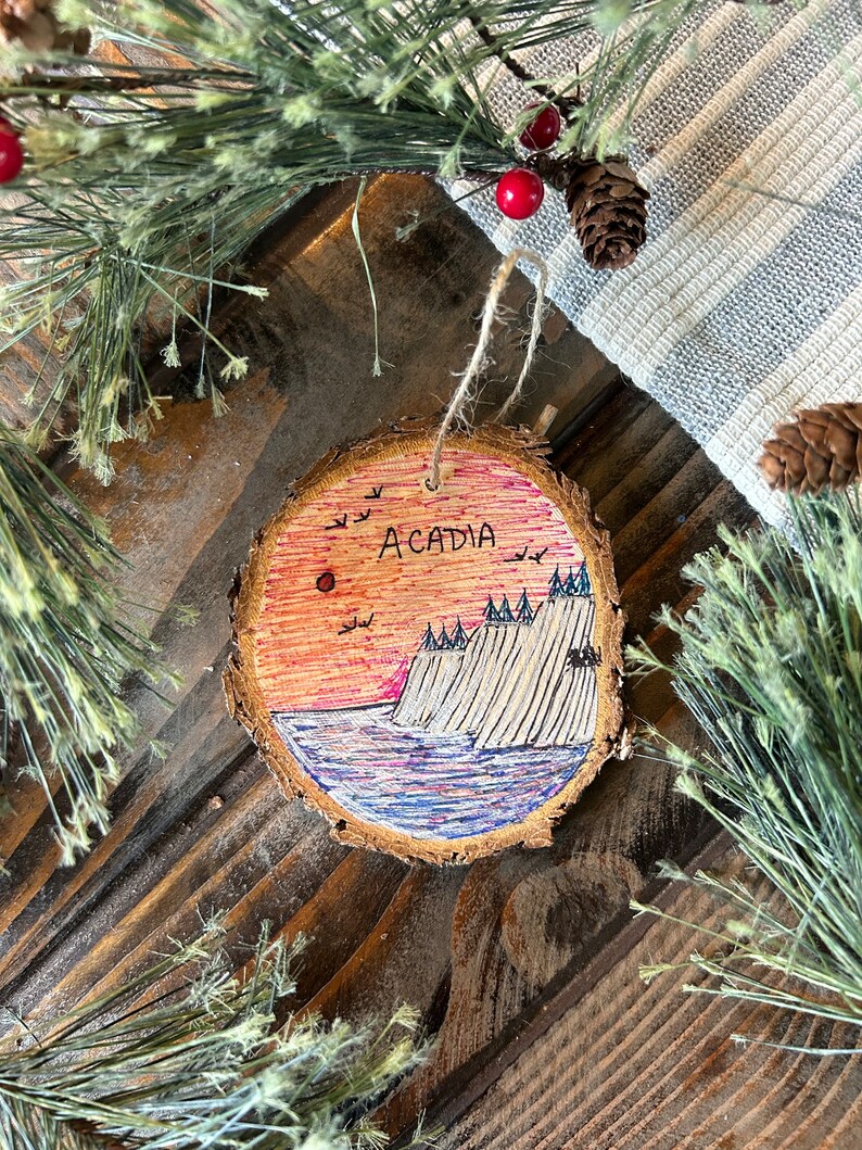 Acadia National Park Christmas Ornament Gift for Acadia Souvenir Idea Acadia Ornament Acadia Art Rustic Christmas Tree Acadia Maine Ornament image 1