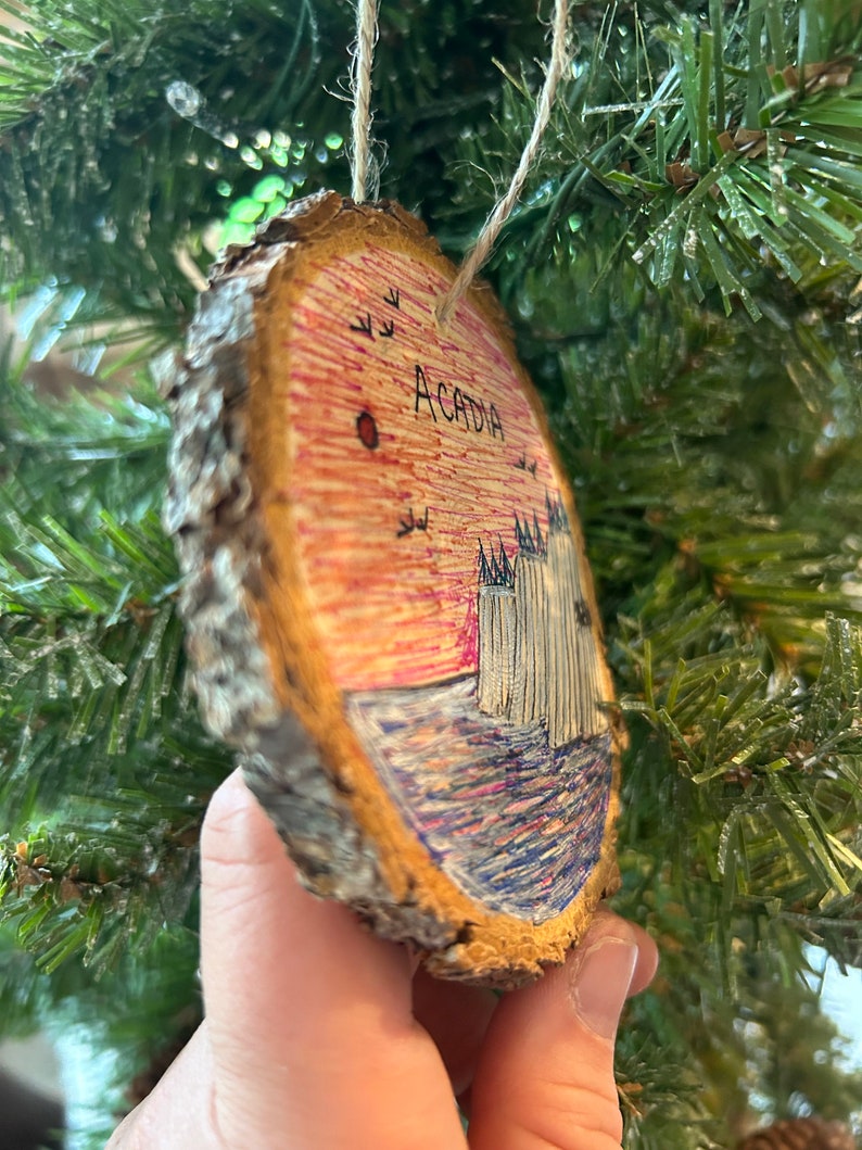 Acadia National Park Christmas Ornament Gift for Acadia Souvenir Idea Acadia Ornament Acadia Art Rustic Christmas Tree Acadia Maine Ornament image 5