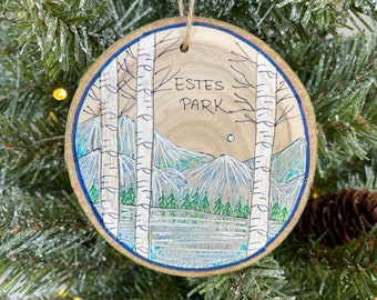 Colorado Mountain Town Ornaments, Estes Park Ornament, Grand Lake Ornament, Breckenridge, Colorado Souvenir, US Travel