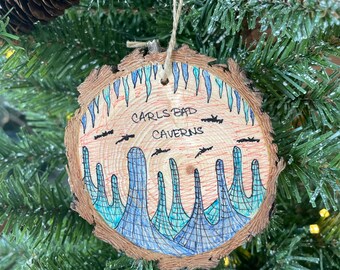 Carlsbad Caverns National Park Wood Ornament, Hand-Drawn
