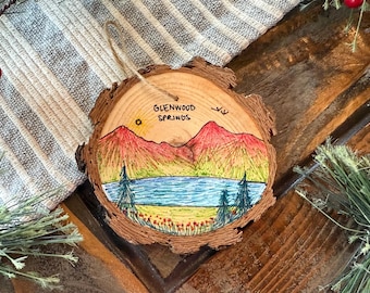Handmade Glenwood Springs Christmas Ornament: Colorado Wood Slice Art