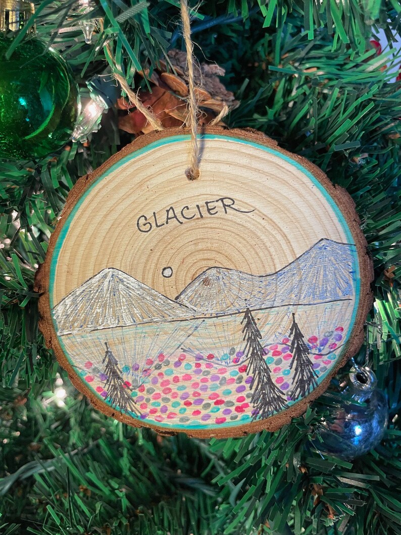 Glacier National Park Christmas Ornament on Wood Slice Lake McDonald Souvenir Glacier Ornament Montana Ornament Glacier National Park Art image 7