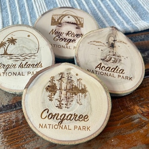 East Coast National Park Coasters Reclaimed Wood Coaster Set Acadia Congaree Virgin Islands New River Gorge National Park Gifts Rustic