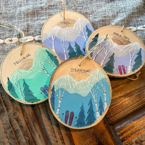 Handmade Ski Resort Ornaments, Hand Painted, Winter Park Steamboat Copper Mountain Breckenridge Telluride Crested Butte Vail Park City Taos