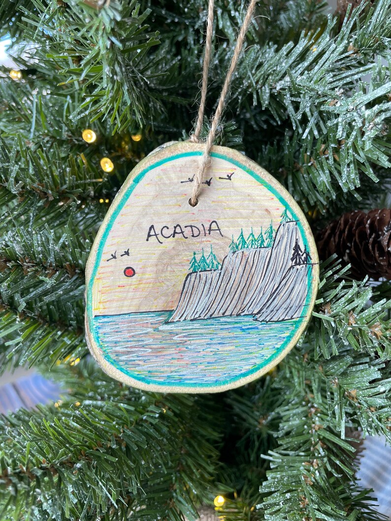 Acadia National Park Christmas Ornament Gift for Acadia Souvenir Idea Acadia Ornament Acadia Art Rustic Christmas Tree Acadia Maine Ornament image 6