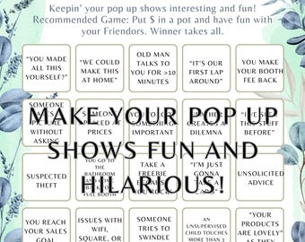 Pop Up Show Bingo Card, Downloadable Checklist for Handmade Vendors