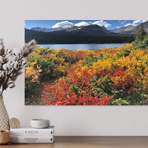 Fall Foliage Alpine Lake, Colorado, original photo on canvas, Fall Decor, Colorado Home, Western Decor, Nederland, Rustic, Fall Leaves