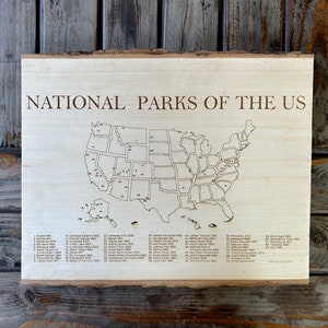 National Park Map Wood Wall Sign, 63 National Parks, Rustic Wood Sign, Explore America, National Park Gifts, National Park Map Home Decor