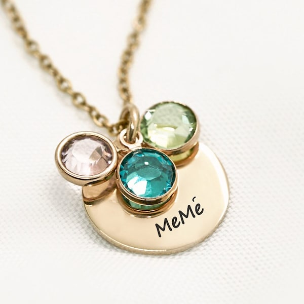 Meme Necklace Personalized With Grandkids Birth Month Birthstones Gift for Mom For Grandma Handmade Jewelry Mothers Day Gifts For Grandma