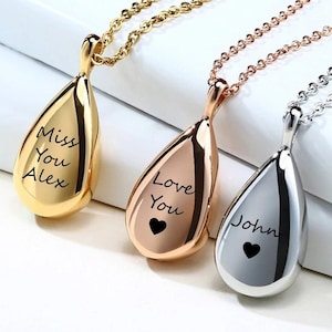 Gold Urn Necklace Teardrop Urn Necklace For Human Ashes Keepsake Pet Urn Memorial Necklace Pet Cremation Jewelry For Women Ashes Necklace