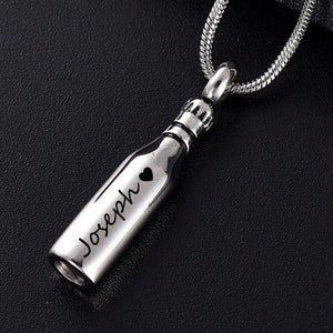 Personalized Beer Urn Necklace For Human Ashes • Dad Memorial Jewelry • Cremation Jewelry • With Free Funnel Kit and Bag