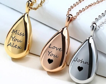 Gold Urn Necklace Teardrop Urn Necklace For Human Ashes Keepsake Pet Urn Memorial Necklace Pet Cremation Jewelry For Women Ashes Necklace