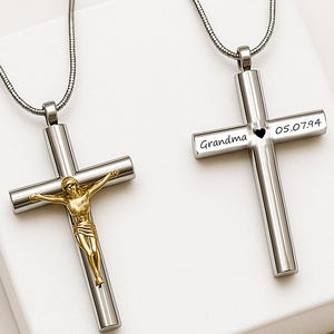 Cremation Jewelry Cross Urn Necklace for Ashes Necklace Urns For Human Ashes, Cremation Necklace For Men and Women with Funnel Kit And Bag