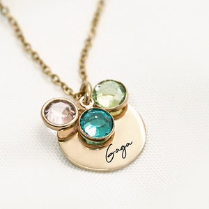 Collier Gaga personnalisé avec enfants, mois de naissance, pierres de naissance, cadeau pour maman, cadeau pour grand-mère, cadeaux d'anniversaire pour maman, collier, cadeau pour maman