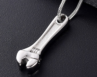 Personalized Wrench Handy Man Memorial Urn Pendant, for Ashes Dad Mom Grandma Brother Sister Son Locket Urn,Ashes Holder, Fix It, Repair