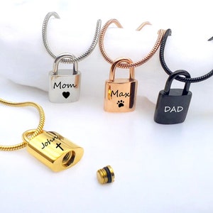 Minimalist Padlock Cremation Jewelry Urn Necklace Urns For Human Ashes Necklace -Cremation Necklaces For Men and Women - Mourning Jewelry