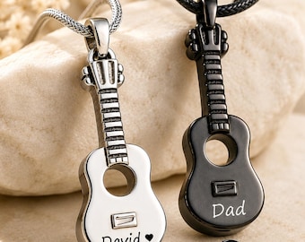 Cremation Jewelry Guitar Urn Necklace for Human Ashes Necklace • Mourning Jewelry Urns for Human Ashes Jewelry • With Funnel Kit and Bag