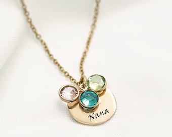 Nana Necklace Personalized With Grandkids Necklace Birth Month Birthstones Gift for Mom and Grandma, Birthday or Christmas Gifts for Mother