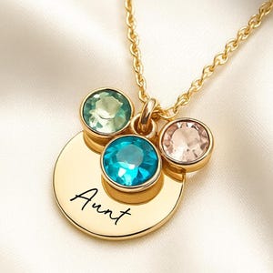 Aunt Necklace Personalized with Niece Nephew Birthstones - Custom Aunt Jewelry Birthday Gift for Auntie Mothers Day Gift from Niece