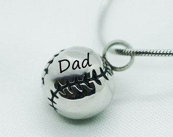 Personalized Baseball Cremation Jewelry for Ashes,Ashes Holder for Men,Urn Necklace for Ashes,Cremation Necklace Husband Grandpa Grandson