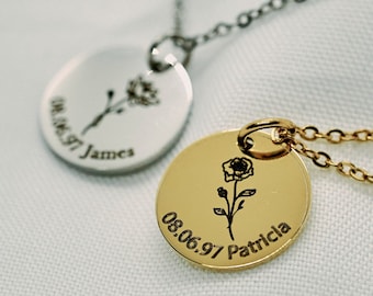 Personalized Monogram Necklaces Birth flower Memorial Jewelry Memorial Necklace Bereavement Gift Loss of a Loved One Remembrance Necklace