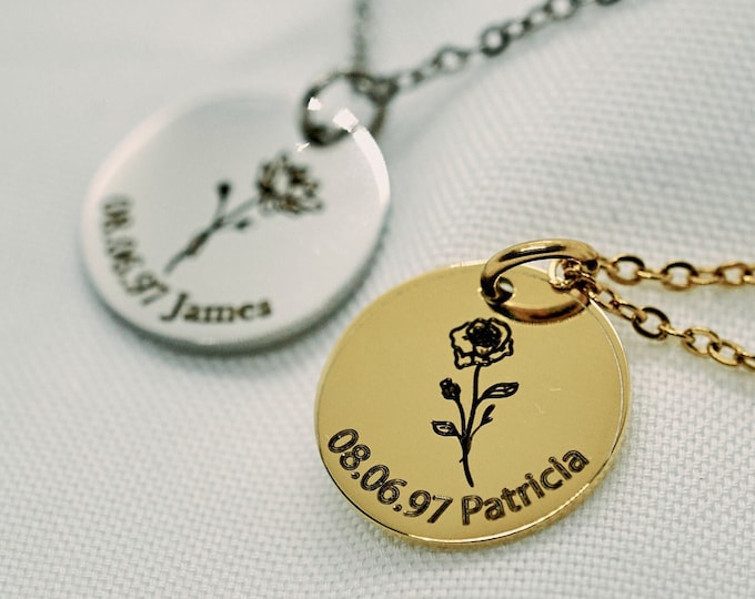 Personalized Monogram Necklaces Birth flower Memorial Jewelry Memorial Necklace Bereavement Gift Loss of a Loved One Remembrance Necklace