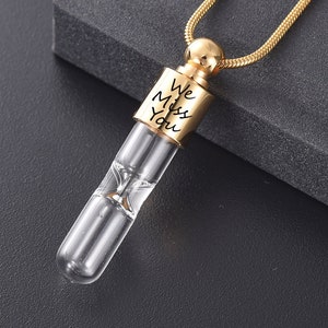 Hourglass Vial Necklace Cremation Jewelry Urn Necklace Urns for Human Ashes Necklace for Pet Hair Ashes Locket For Men for Women