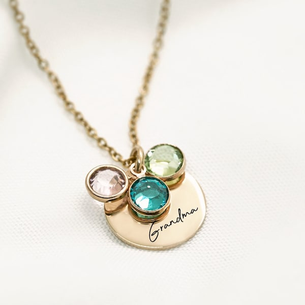 Grandma Necklace, Custom Birthstones With Grandkids Birth Month Gift for Grandmother, Gift For Grandma Jewelry,Mothers Day Gifts For Grandma