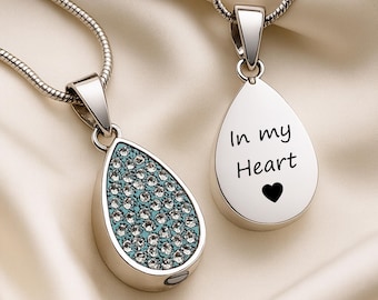 Urnketting voor menselijke as • Crematiesieraden voor vrouwen en rouwsieraden • Aangepaste asketting • Wordt geleverd met trechterset en tas