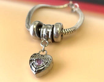 Heart Pandora Urn Jewelry Urn Bracelet Charm Urn Cremation Urn Ashes Charm Bracelet Cat Urn, Dog Urn, Cremation Bracelet Ashes Bracelet