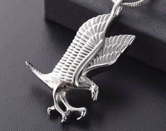 Personalized Eagle Cremation Jewelry • Urn Necklace • Custom Pet Urn Memorial Jewelry • Ashes Necklace • With Free Funnel Kit and Bag