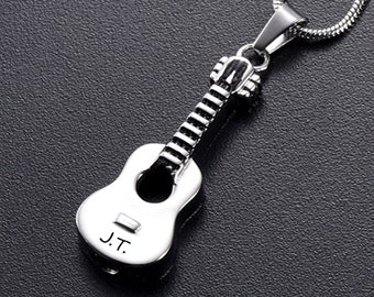 Personalized Guitar Urn Necklace • Cremation Jewelry for Ashes • Custom Musician Memorial Necklace • With Free Funnel Kit